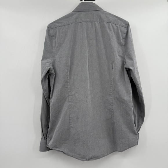 Express 1MX Shirt Men Medium Gray Long Sleeve Button Up Office Career Casual - Picture 4 of 9